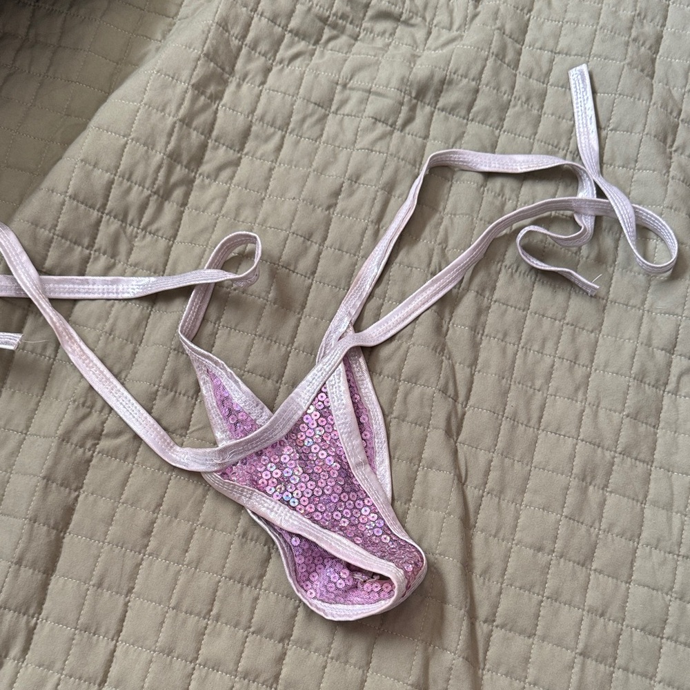 iHeartRaves Shimmering Pink Sequin Thong
